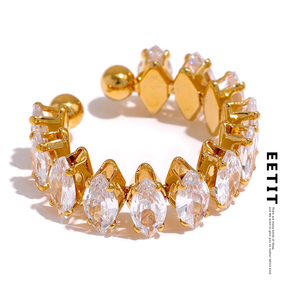 

Eetit Водонепроницаемый Роскошный Блестящий 3А Цирконий Изысканный Нержавеющая Сталь Шикарное Открытое Кольцо Регулируемые Модные Ювелирные Изделия Корейские Женщины