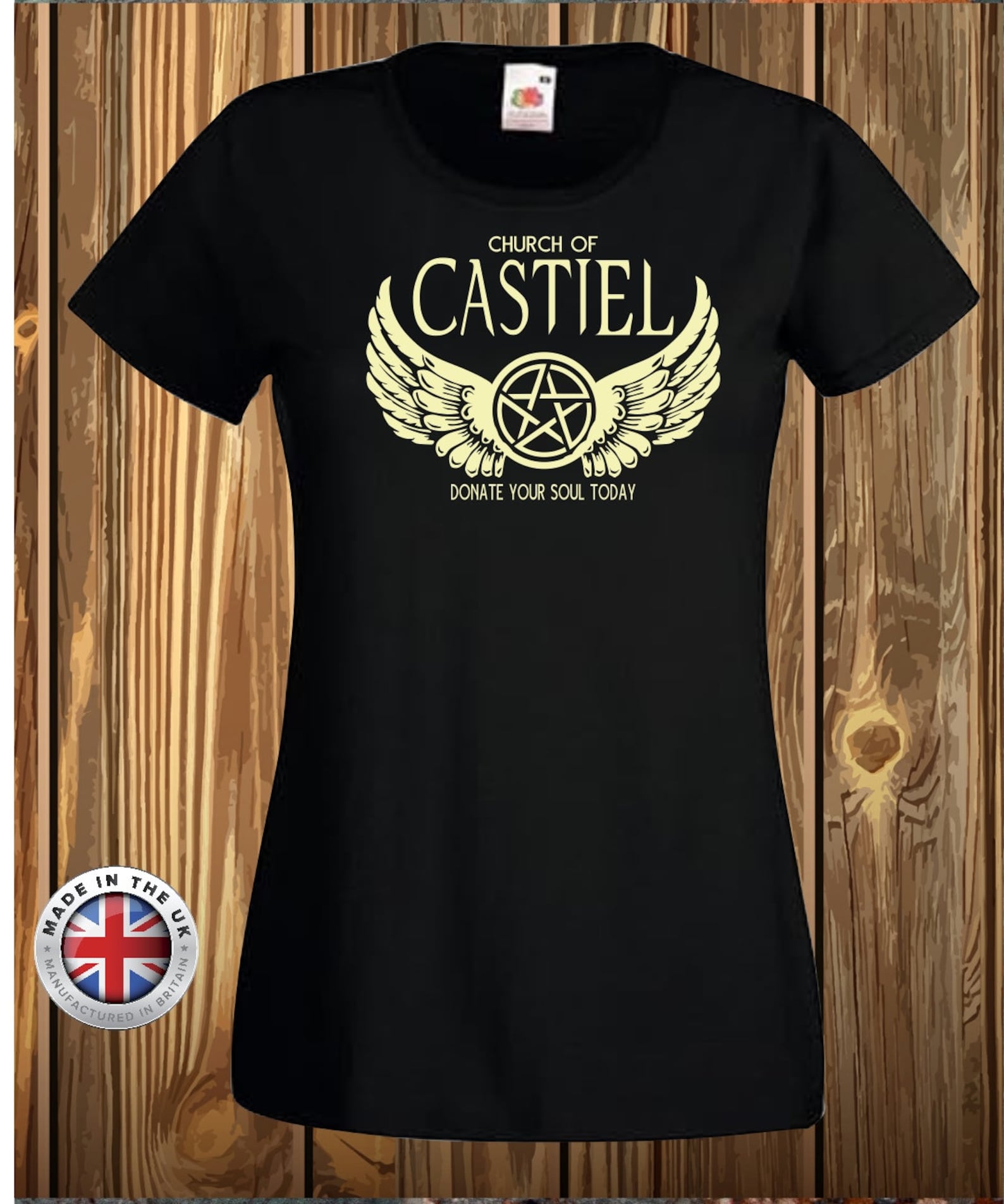 Supernatural T-Shirt Castiel Donate Your Soul black T-Shirt, unisex, ladies fitted and childrens. S