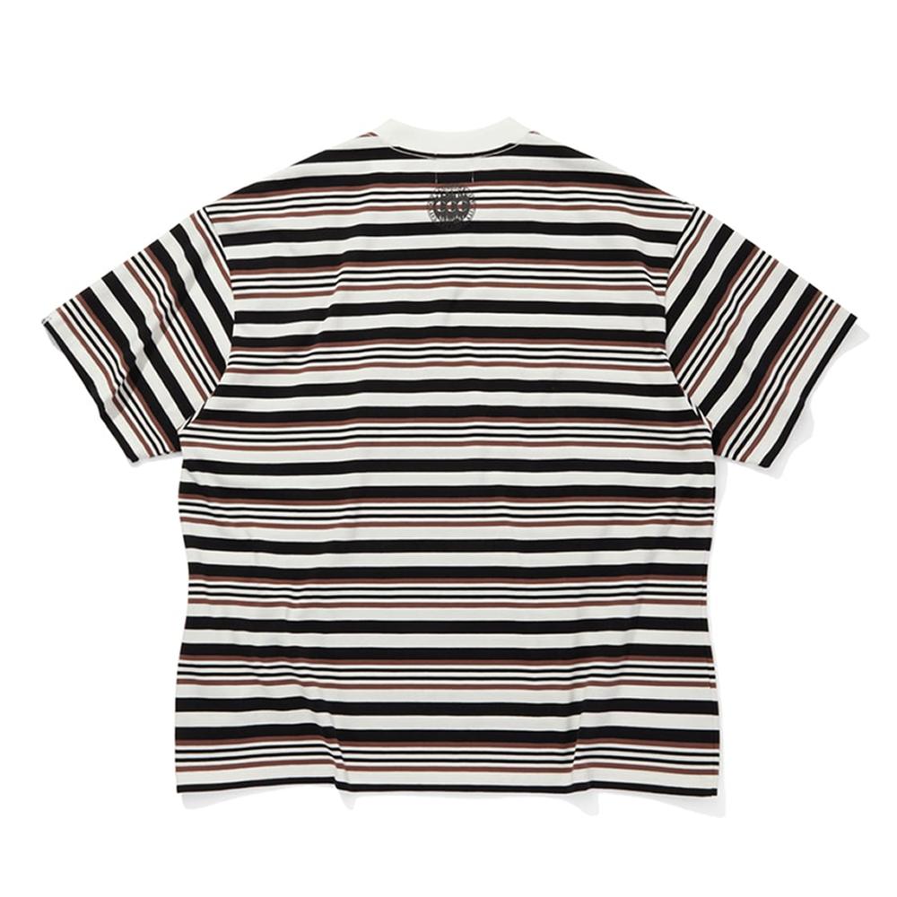 Sitikeonteulisiti Embroidered Logo Multi-Border Short Sleeve T-Shirt Brown X White Unisex