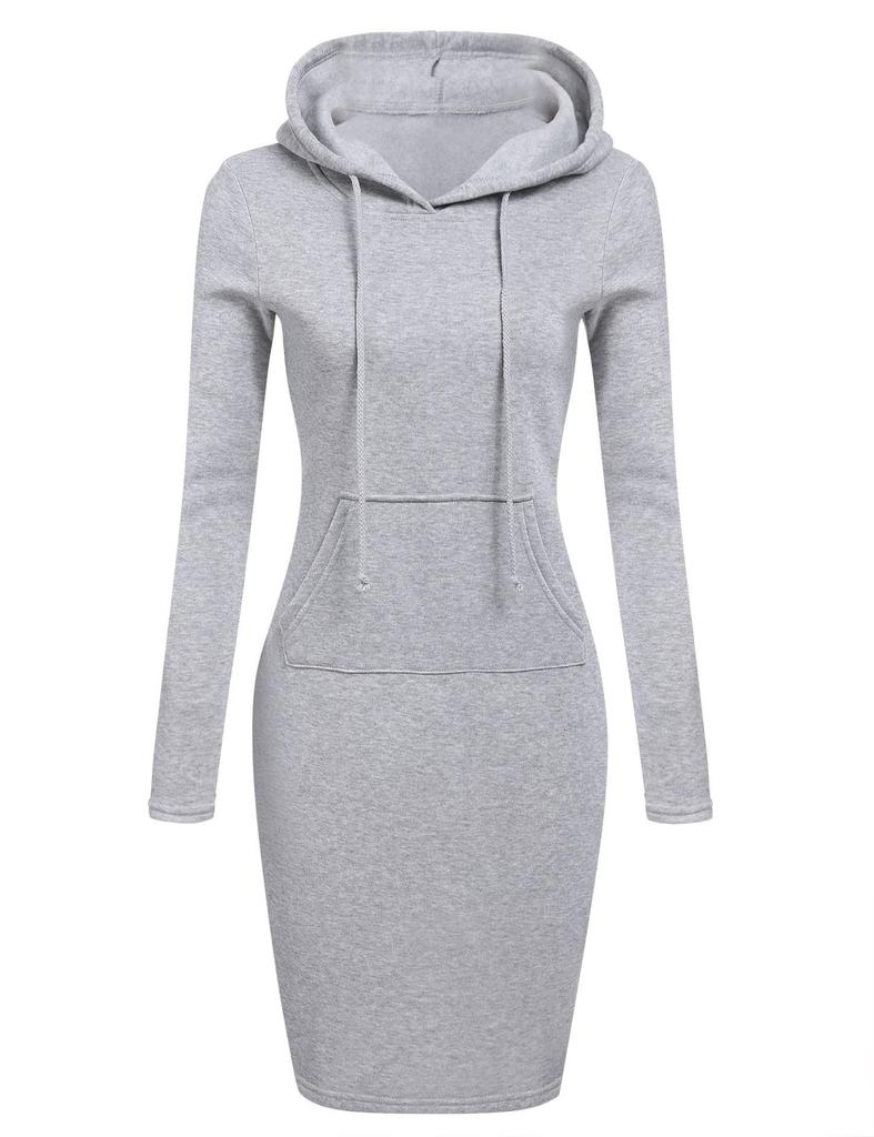 2026 Autumn/Winter European American Women's Solid Color Hooded Long Sleeve Dress