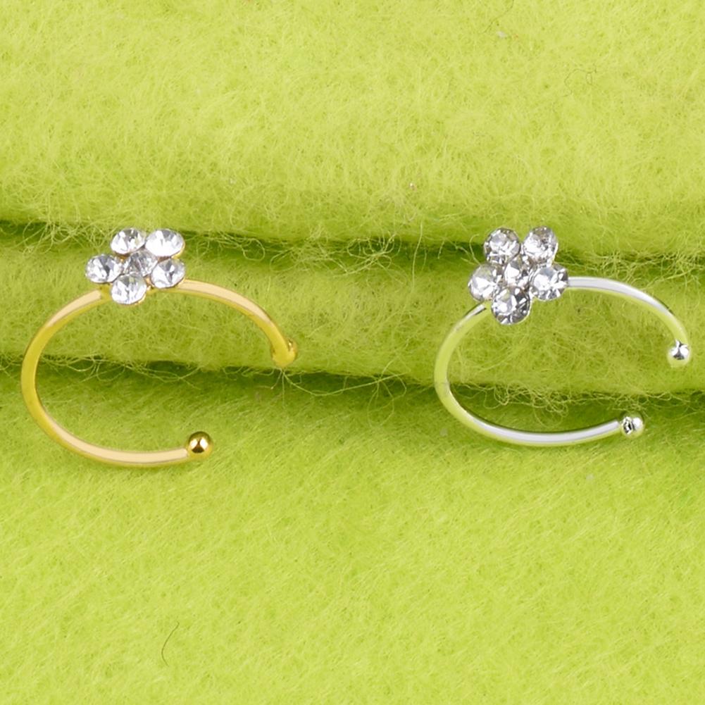 1pc Non Piercing Flower Clip Nose Ring Fake Hoop Earring Stainless Steel Ear Cuff Without Holes Body Jewelry