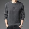 New Winter Velvet Warm Sweater for Men Thickened Chenille Middle-aged Men's Round Neck Knitted Bottoming Shirt for Men