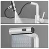 White Bathroom Sink Faucet Washbasin Faucet Pull Out Waterfall Stream 3 Way Sprayer Hot Cold Water Sink Mixer Wash Tap
