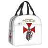 Templar Knight Jerusalem Cross Seal Medieval Warrior Symbol Thermal Insulated Lunch Bag Women Resuable Lunch Tote Food Box