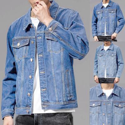 Men Coat Single-breasted Turn-down Collar Denim Cardigan Spring Jacket for Daily Wear