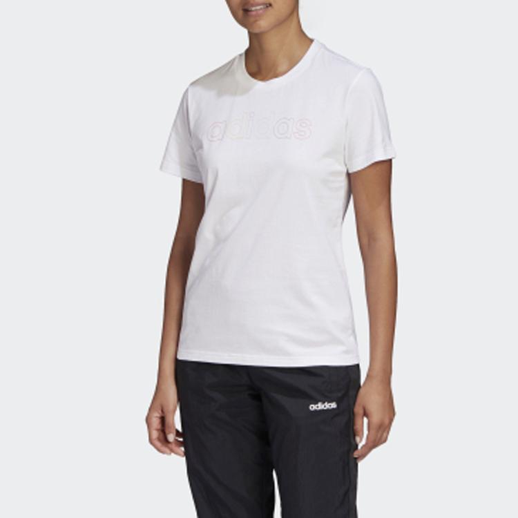adidas T Shirts Women's White Crew Neck Moderate Straight Fit GL7799