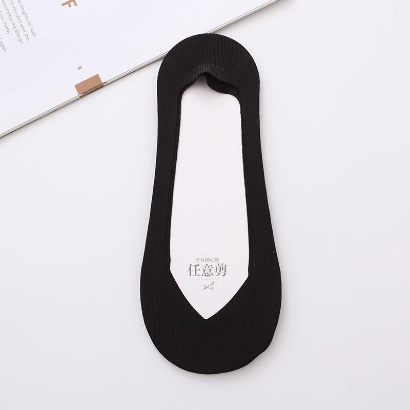 Women's Ice Silk Boat Socks, Cotton Sole, Low Top, Shallow Top, Invisible Socks, Sweat-absorbing, Anti-slip, Non-dropping Heel Short Socks