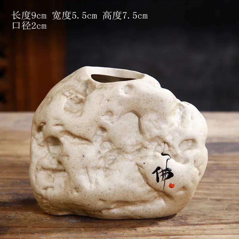 Creative handwritten engraved ornaments, coarse pottery small vases, home decorations