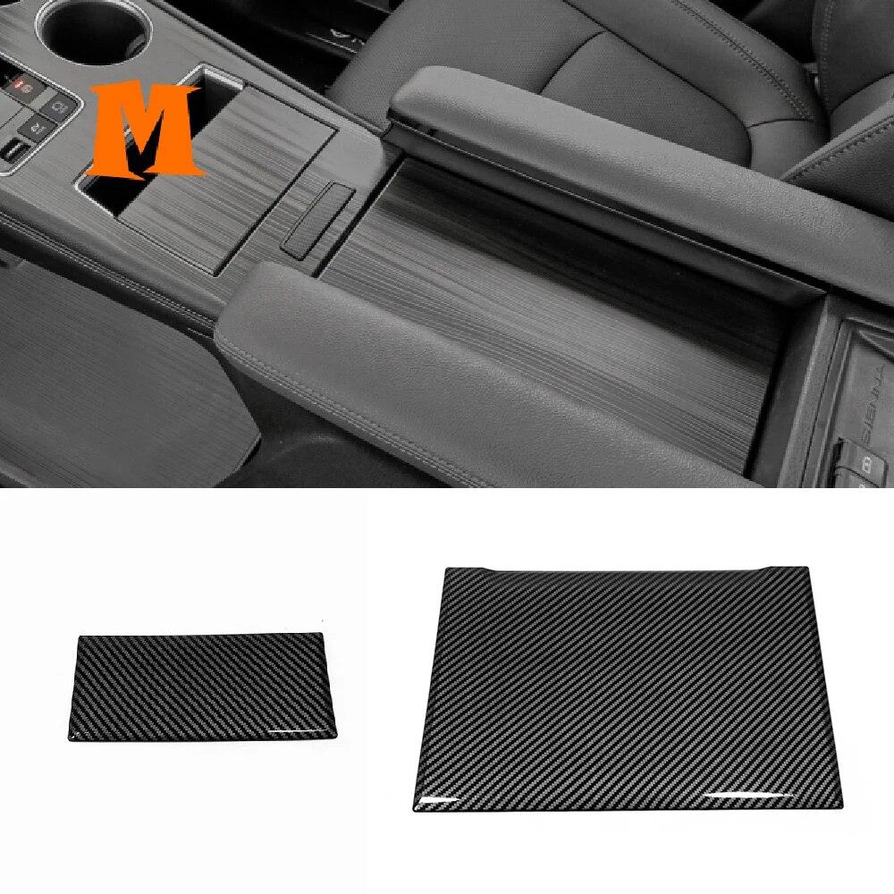 Carbon Fiber For Toyota Sienna  2022 Interior Accessories Car Gear Shift Box Armrest Box Panel Frame Decor Sticker Cover