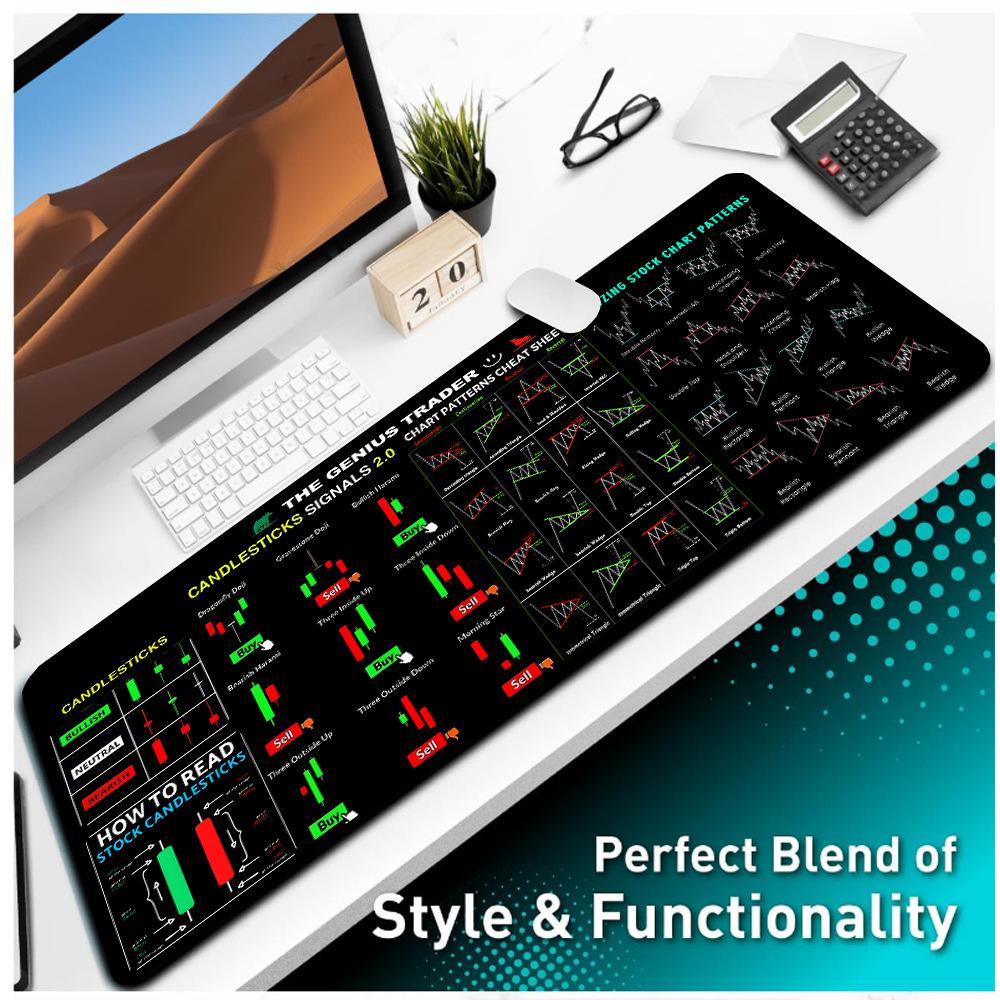 Custom Stock K-line Chart Mouse Pad - Investment Guide & Desk Pad Gift, Extra Large or Small Sizes Available