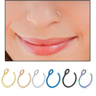 316L Septum Ring Hoop 20G Steel Faux Nose Lip Labret Piercings Cilp On Piericng
