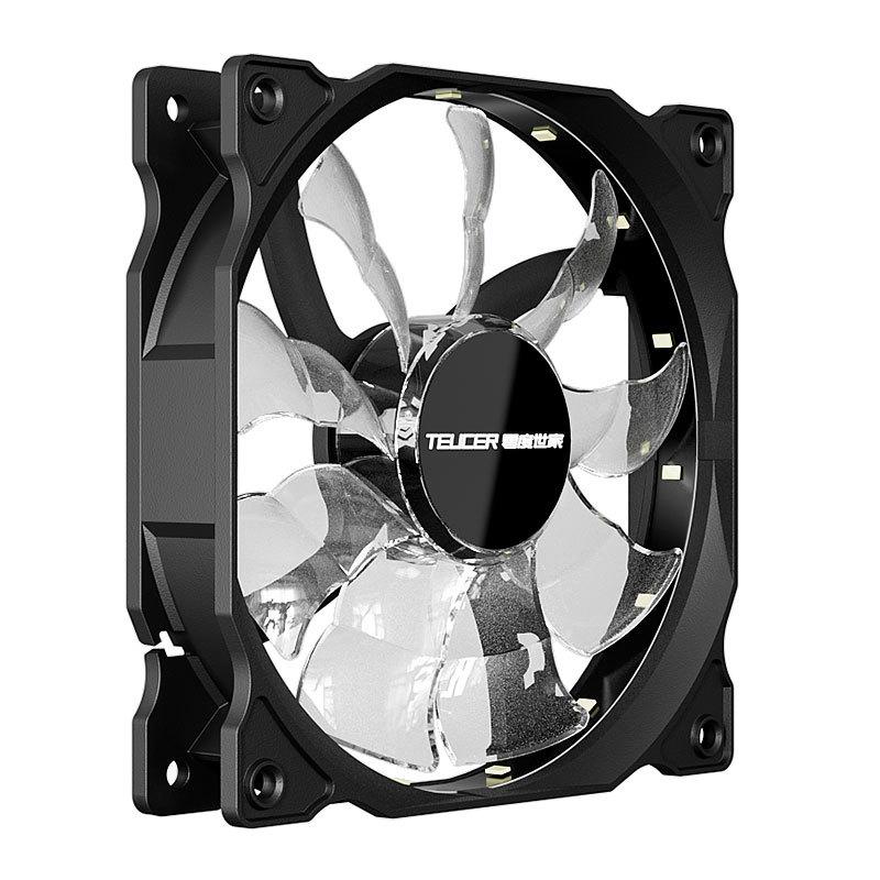 TEUCER B12025 PC-Gehäuselüfter, 120 mm, 12 V, 4-polig, Vortex-Lichteffekte, stoßfest, geräuschlos, Hochleistungs-Computer-Kühllüfter