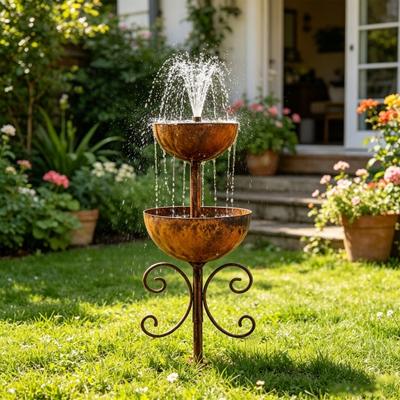 2-stöckiger Regenfang-Gartenpfahl, Metall-Gartenregensammler, Dekoration für den Hof mit Rostschutzbeschichtung, Lustige Außen-Terrassen-Dekoration
