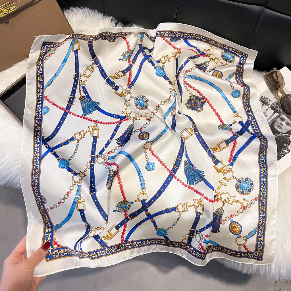 Luxo Moda Estampa 70*70cm Lenço Quadrado De Seda Mulheres Macio Cetim Faixa De Cabelo Lenço De Pescoço Gravata Faixa De Cabeça Feminina Foulard Bolsa Fita