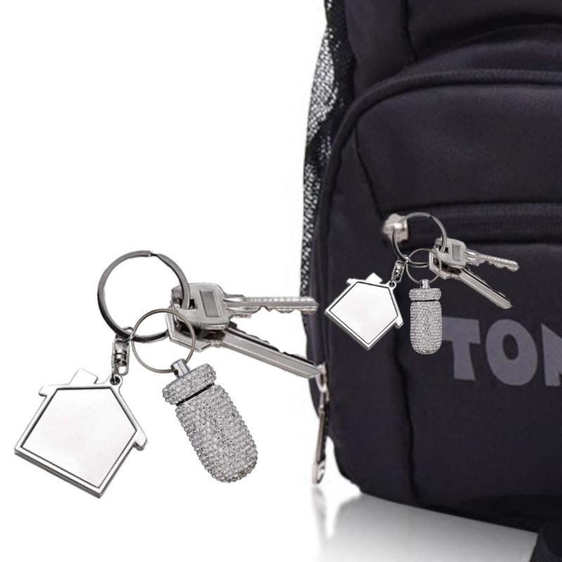 Rhinestone Keychain Portable Pill Bottle Case Waterproof Travel Medicine Box Beautiful Holder Storage with Keychain Accesorios