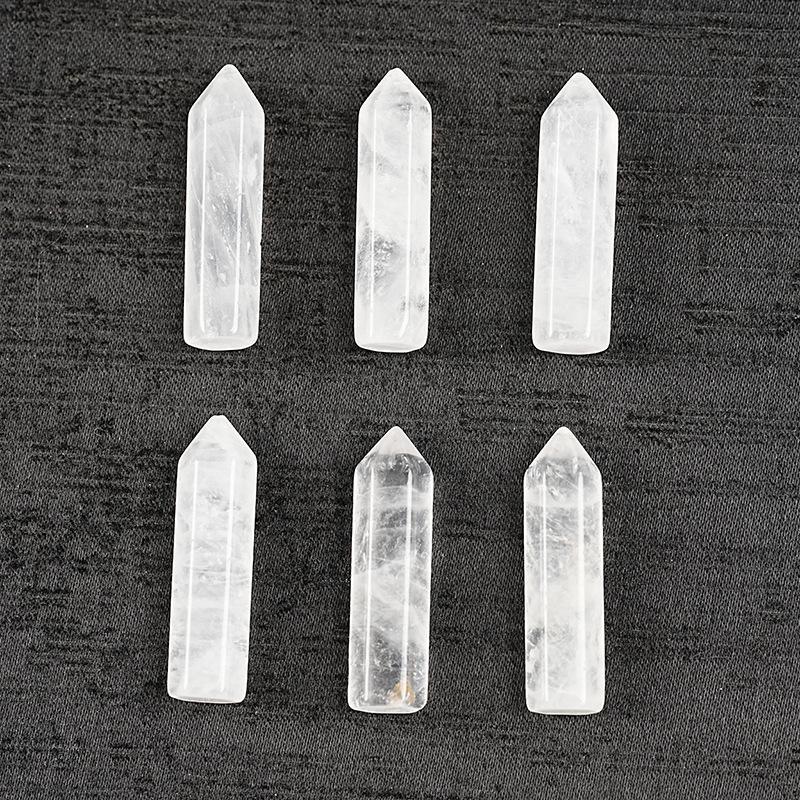 Natural Clear Quartz Crystal Point 32x8mm Six-Sided Hexagonal Prism Polished Crystal Wand Healing Stone