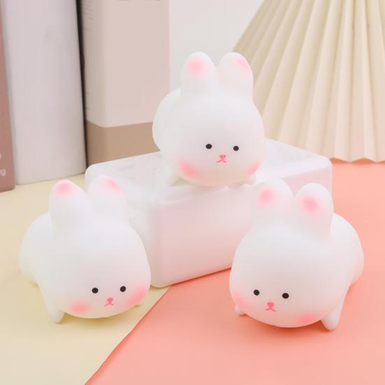 Stress Relief Toy Flexible Quick Rebound Lovely White Bunny Pinch Toys Decompression Soft TPR Rabbit Squishes Kids Adults Squeeze Toy Party Favor