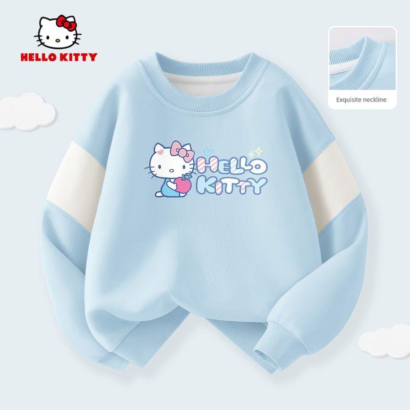 Весенний наряд для девочек Hello Kitty 2026 Новый стильный детский спортивный костюм (толстовка и штаны) Весенний комплект из двух предметов Tiguozi Pudding Blue 110 cm