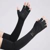 Sun Protection Long Sleeve Solid Color Sunscreen Sleeve Gloves Thin Ice Silk Arm Sleeve  Women