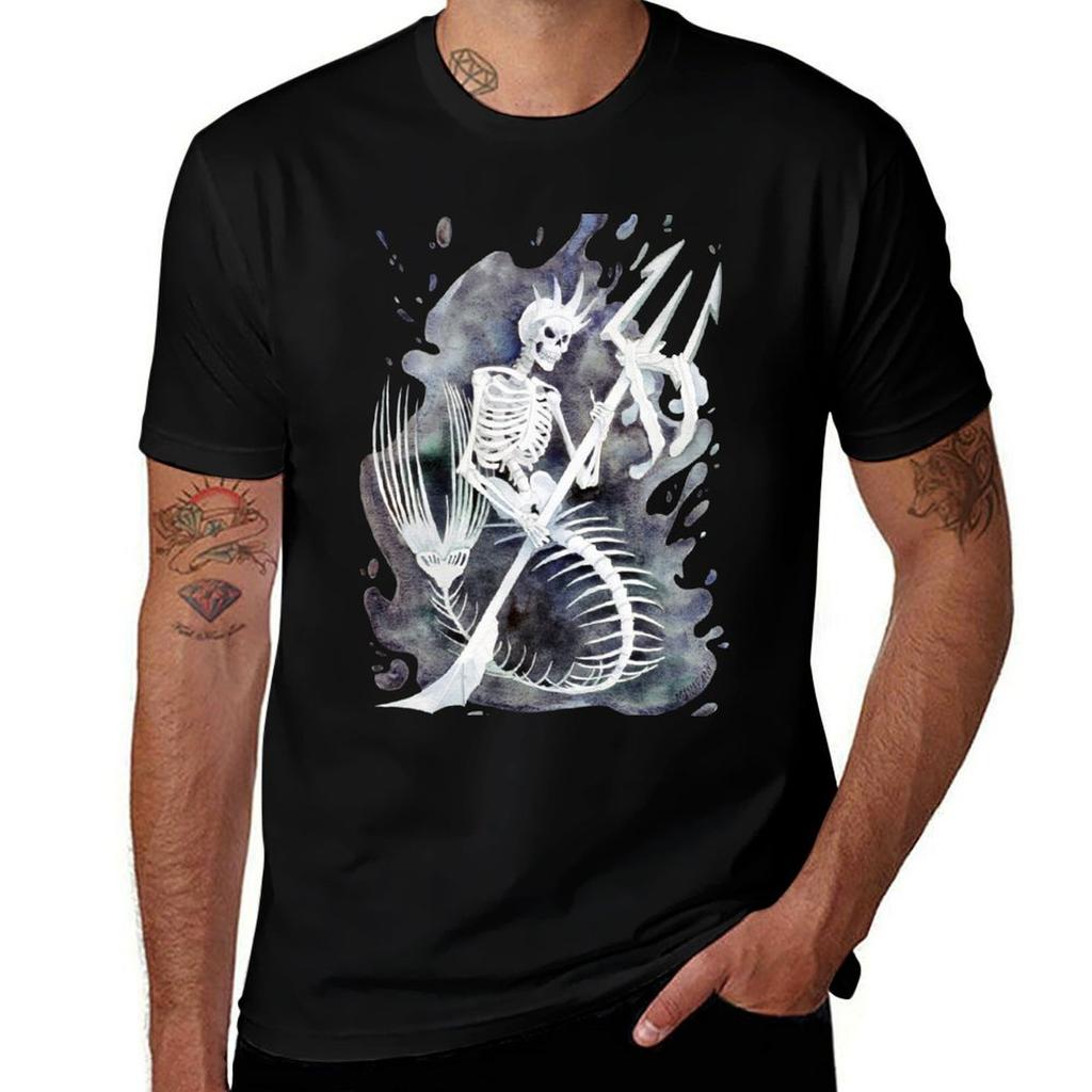 Mermaid Skeleton Tshirt Cotton T Shirt Pack Unisex T Shirt Summer Tshirt