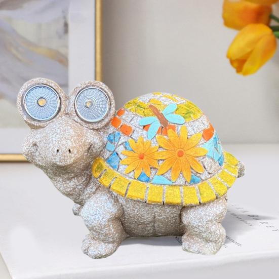 Yousheng Garden Turtle Statue Turtle Sculpture with Solar Lights Outdoor Flower Turtle Ornament for Yard Lawn Decoration Housewarming Gift