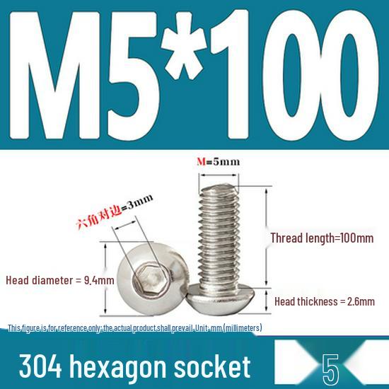 ISO7380 Stainless Steel Hex Drive Dome Head Screws - M2 to M16