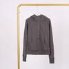 LULU Embossed Slim Fit Full Zip Fleece Hoodie - Gold Logo & Zipper, Casual Yoga Wear.