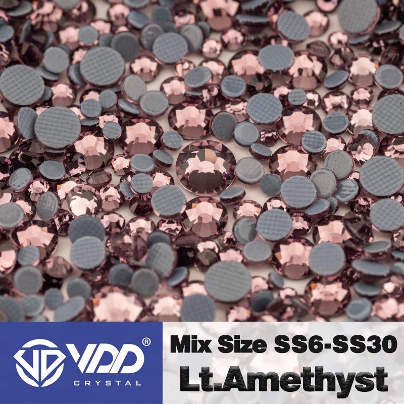VDD High-Quality Mixed Size Rhinestones: SS6-SS30 Glass Crystal Hot Melt Adhesive Flat Back