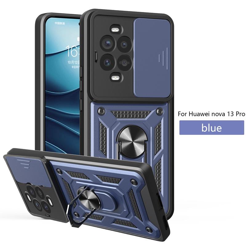 Armor Ring Stand Funda For Huawei Nova 13 Pro Nova 13 5G Case Shockproof Slide Lens Protect Phone Cover for Nova13 Nova13Pro