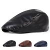 Newsboy Brand Latest Fresh Color Plain Solid Leather PU Faux School Old Vintage Men Caps British Painters Hats Spring Summer Flat Cap Hip Hop Urban