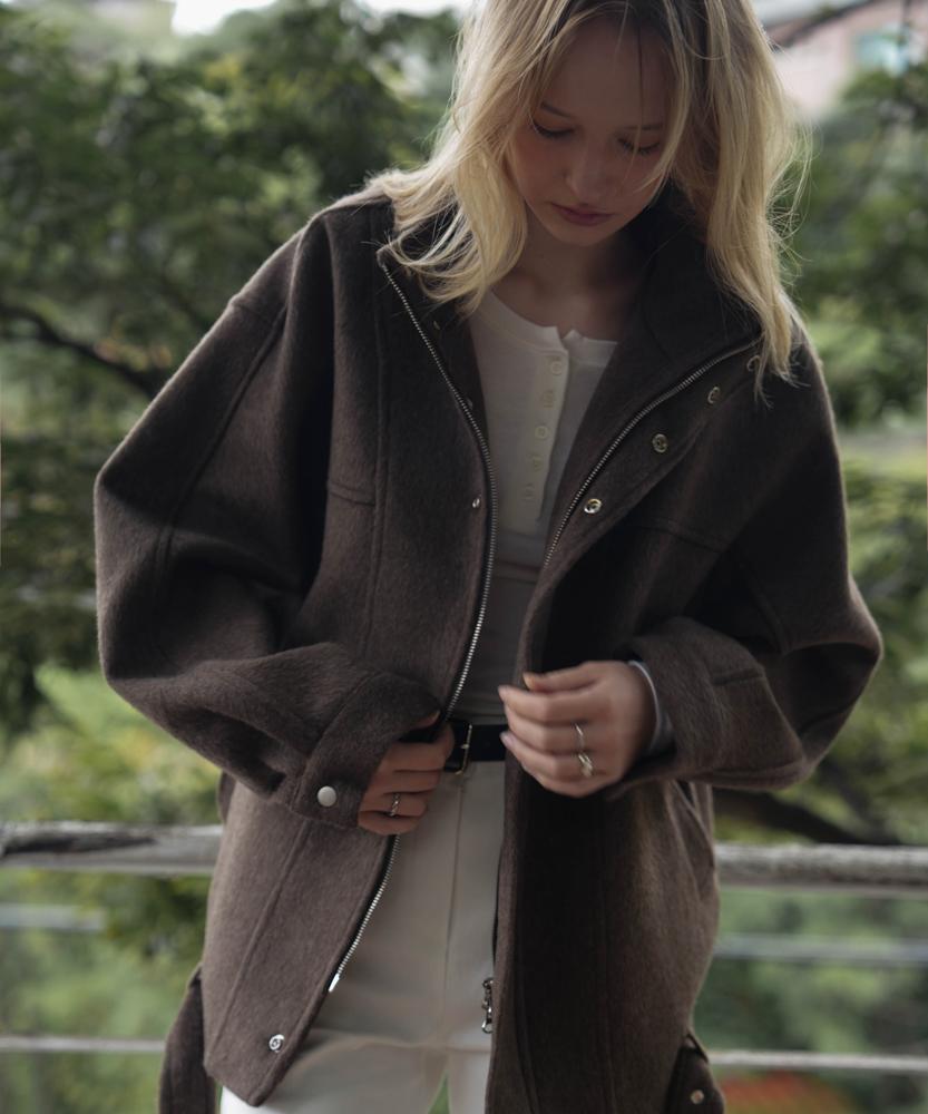 Deheve Belted Wool Half Jacket [Brown]
