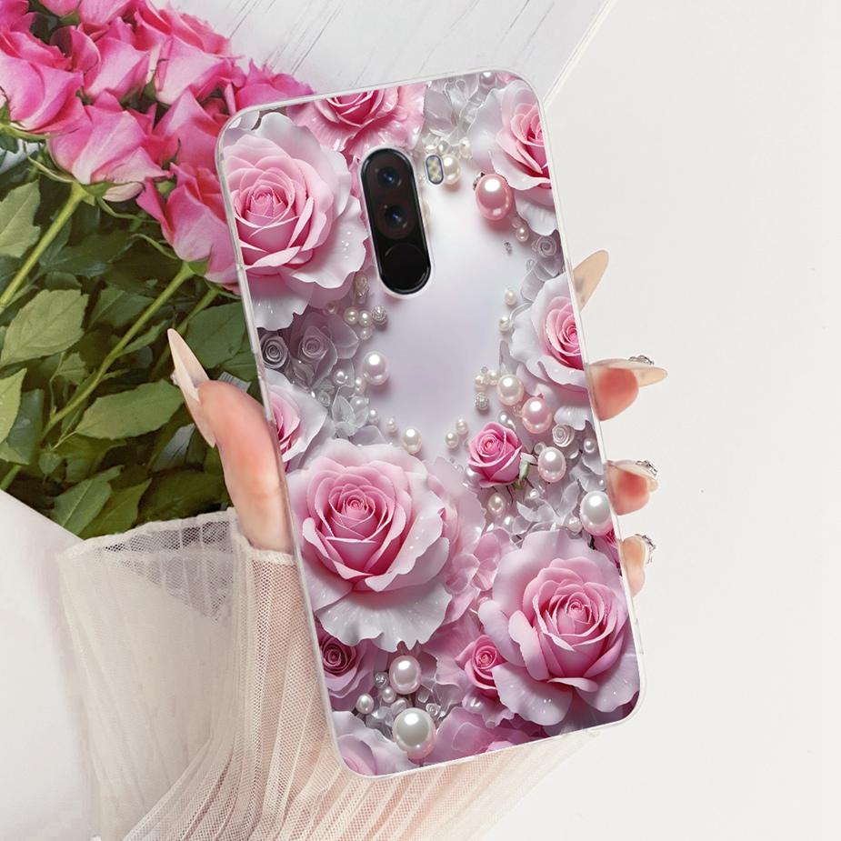 Para Xiaomi Pocophone F1 Funda Lujo Lazo Flores Pintadas Cubierta 6.18'' Suave TPU Funda para Teléfono Para Xiaomi Poco F1 PocoF1 Fundas Bumper