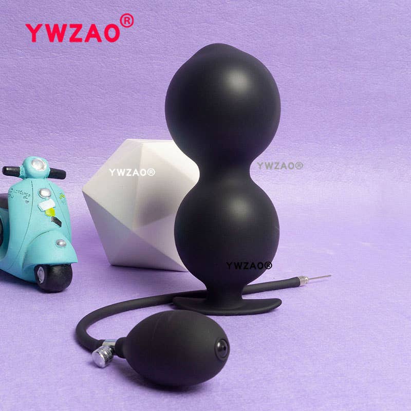 YWZAO Inflatable Anal Plug Silicone Double Ball Wearable G52