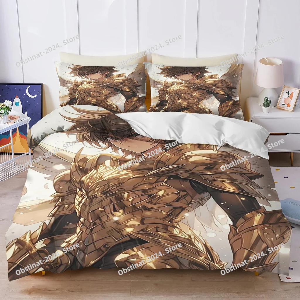3d Cartoon S-Saint Seiya Comforter Bedding Set Printed Duvet Cover Sheet Pillowcase Bed Soft Quilt Cover Full Queen King Size