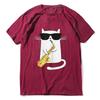 Oversized Casual Tee Clothing Streetwear Unisex 100 Cotton Funny Cat Shirt Saxophone Music Gift Men TShirt