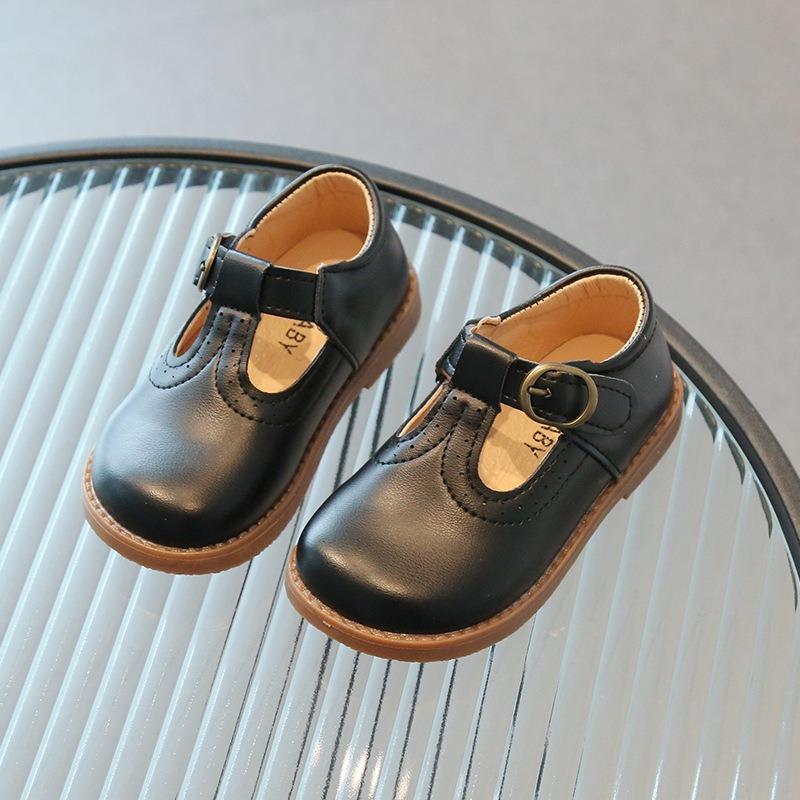 Girls Solid Color British Style Kids Princess Leather Shoes College Style Casual Single Shoes