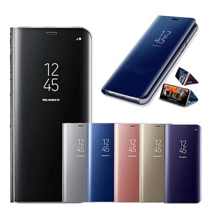 Smart View Mirror Flip Case für Samsung Galaxy S24 + Ultra S23 FE Plus Offene Abdeckung Stand Falten Stoßfest Capa Shell Coque Fundas