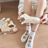 Ladies Spring and Summer Thin Style All with Bear Cartoon Cute Student Low Top Short Boat Socks