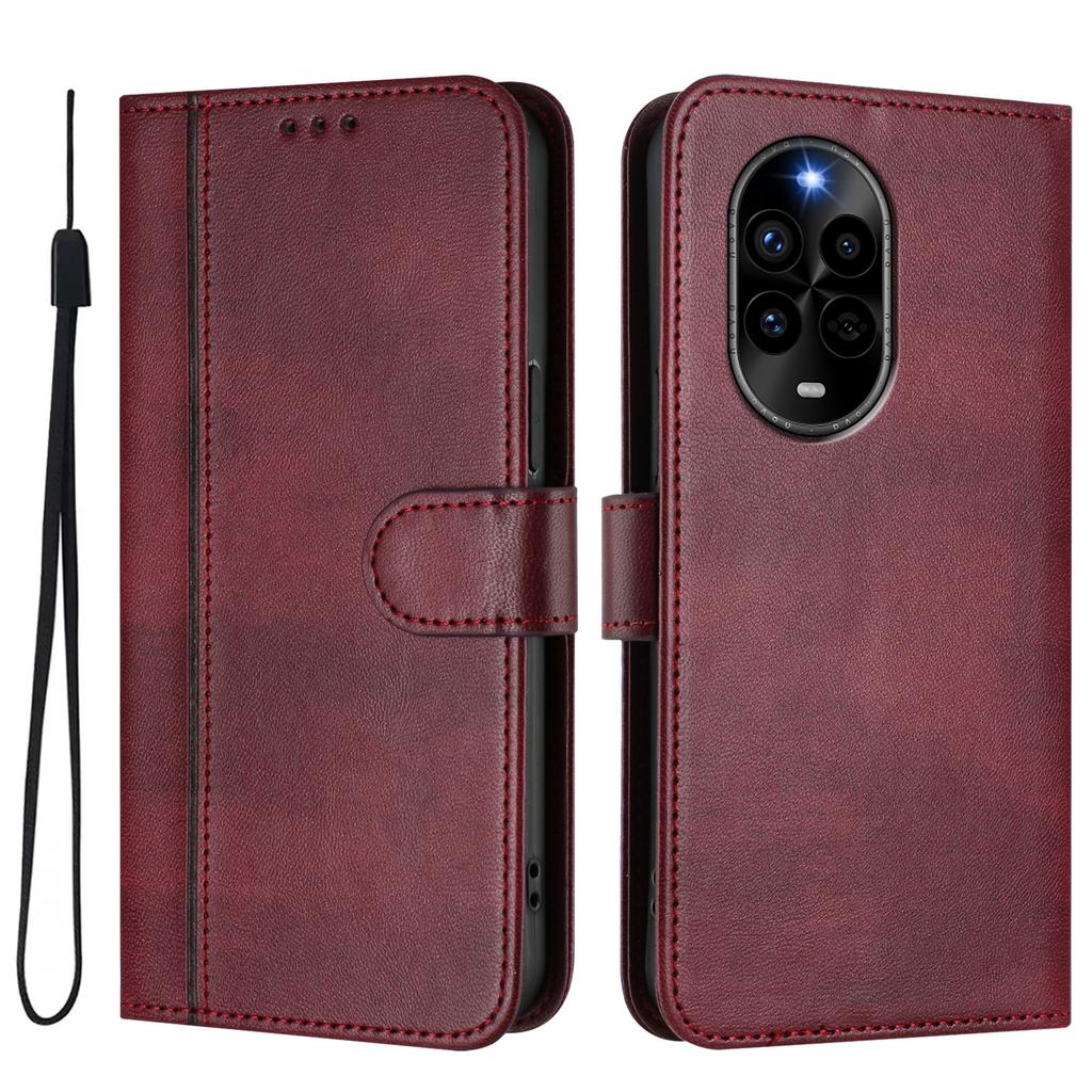 Luxuriöse Schlichte Linie Lederhülle Für Huawei Nova 13 Pro/Nova 11/Nova 12S/Nova 12i/Nova 13i Kartenfächer Magnetische Anziehung Ständer Stoßfestes Flip-Cover