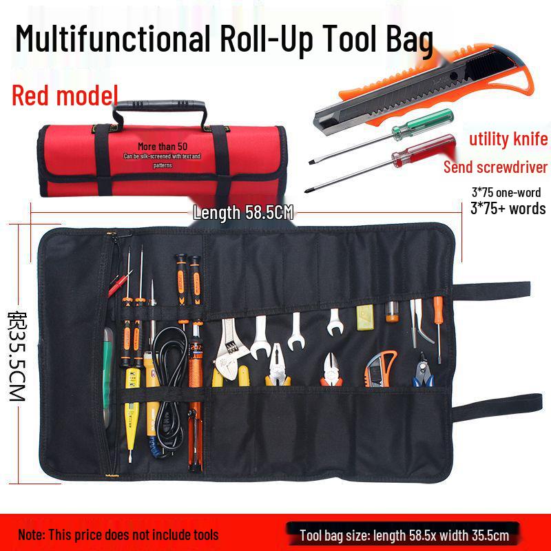 Golden Knight Electrician & Plumber Roll-Up Tool Bag - Multipurpose Canvas Storage with Insert Pockets