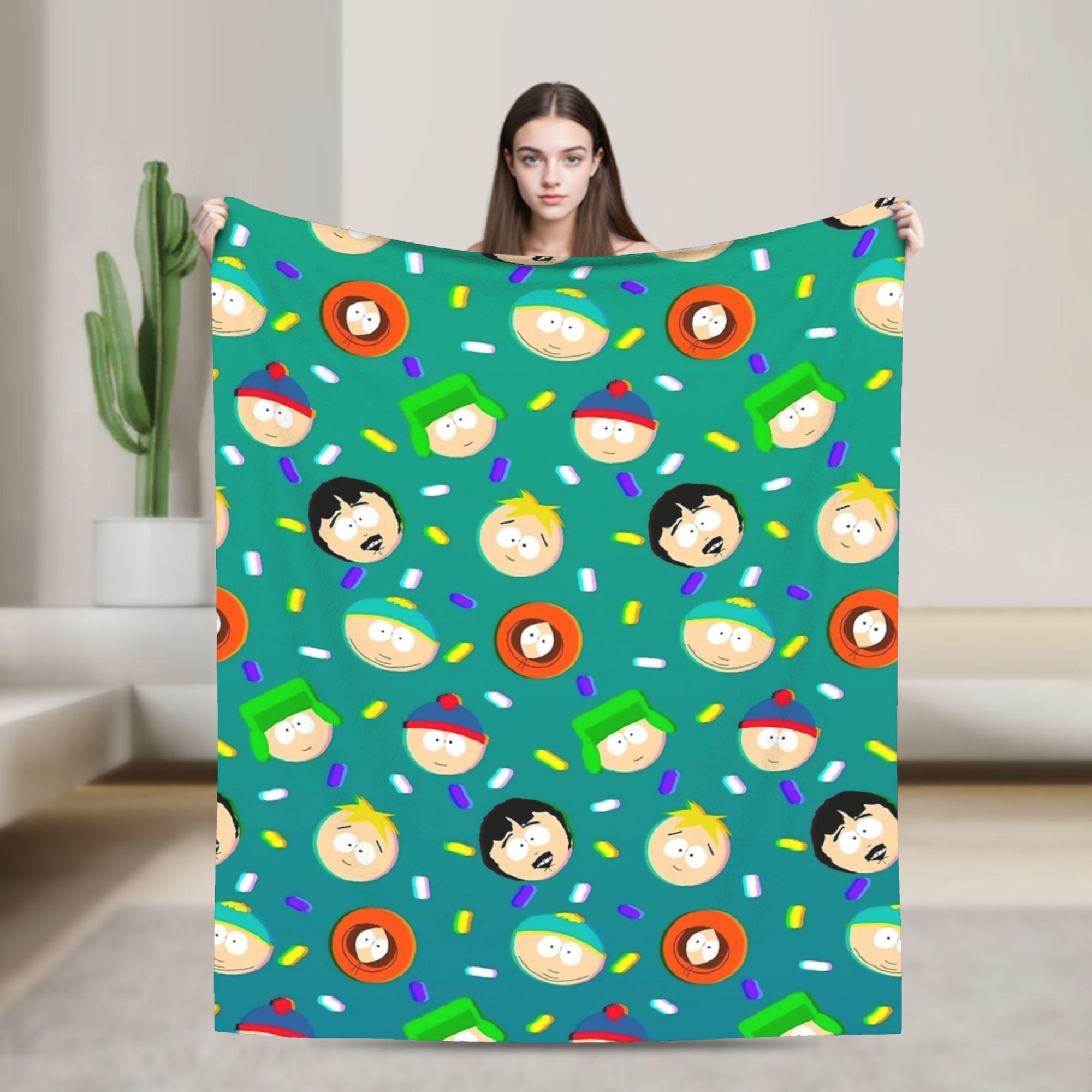 South-Park Pattern Blanket Fleece Autumn/Winter  Multi-function Thin Throw Blanket for Bedding Outdoor Bedding Throws 75X95CM