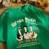 Retro Duck With Free Time Print Short Sleeve Unisex Cotton Fashion O-Neck Top Retro Basics Clothing Unisex Summer Loose Tee