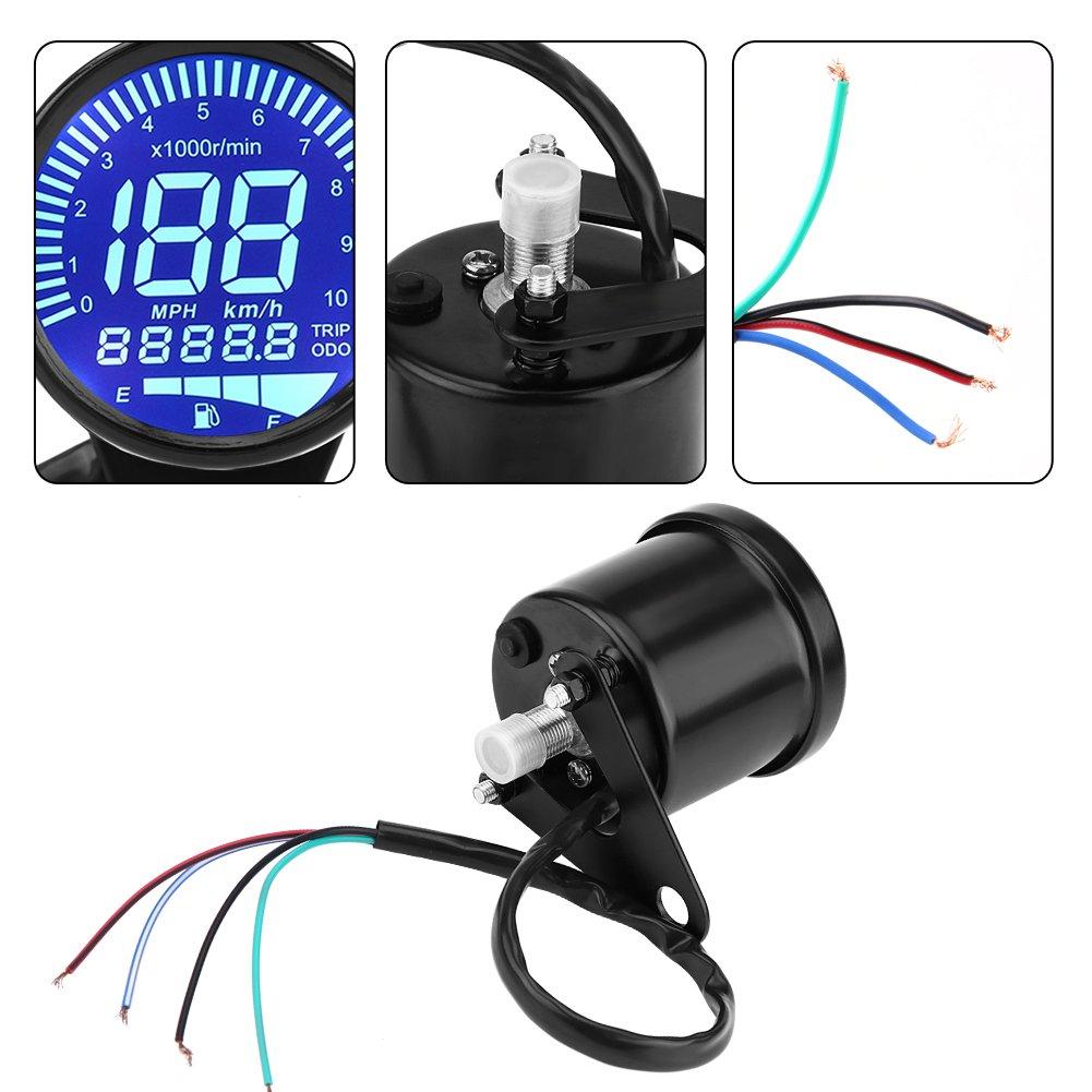 Digital Motorcycle Speedometer, Keenso 12V DC Universal Motorcycle LED Backlight Digital Speedometer Tachometer Speed Gauge Oil Level Meter Voltmeter