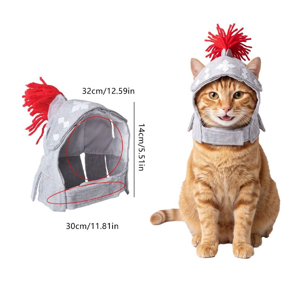 Soft Fabric Cat Samurai Helmet Hat Adjustable Strap Kitten Headgear Pet Festival