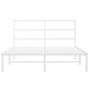 Metal Bed Frame with Headboard White 135 x 190 cm