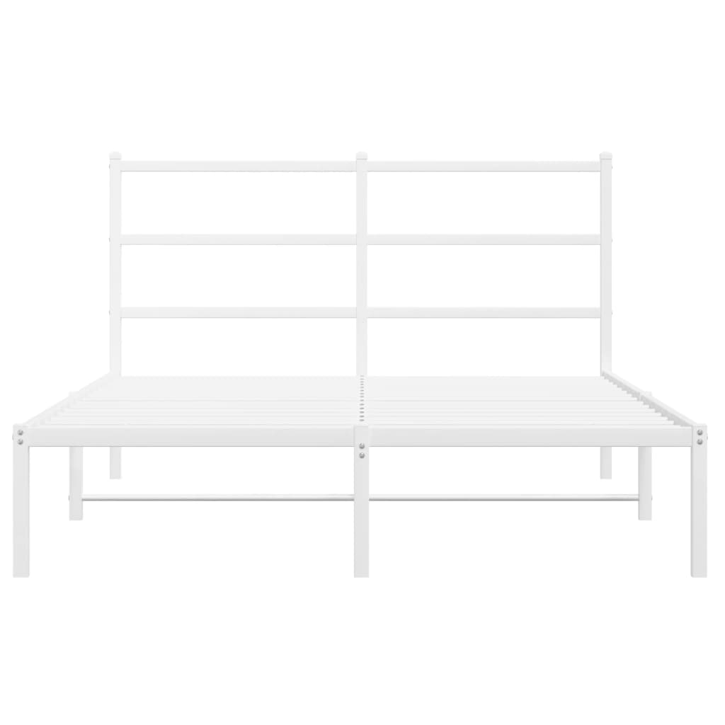 Metal Bed Frame with Headboard White 135 x 190 cm