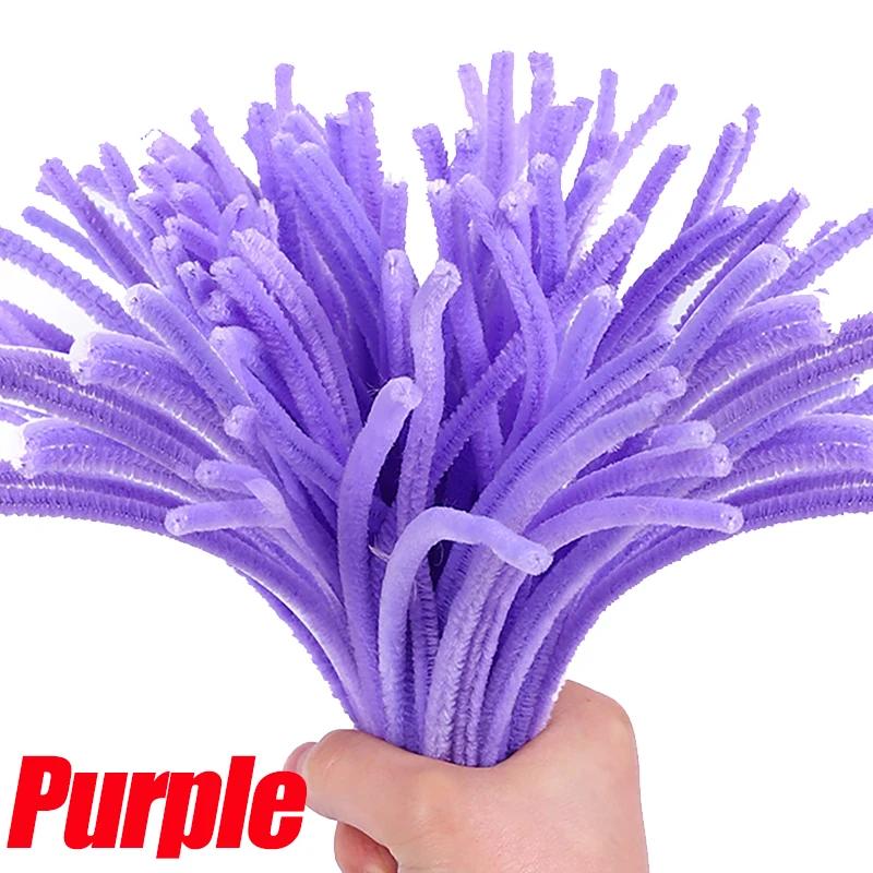 

DIY Plush Chenille Sticks Stem Pipe Cleaners Plush Tinsel Stems Wired Sticks Kids Educational Toys DIY Craft Supplies Wholesale 10PCS фиолетовый