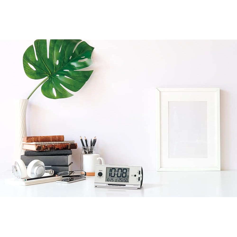 Seiko Clock Alarm Clock Radio Wave Digital High Volume PYXIS RAIDEN Raiden White Pearl 77 X 167 X...
