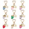 Charm Resin Keychain With Heart Shape Strawberry Artwork Reliable Closure Systems for Keys Wallet Decoration