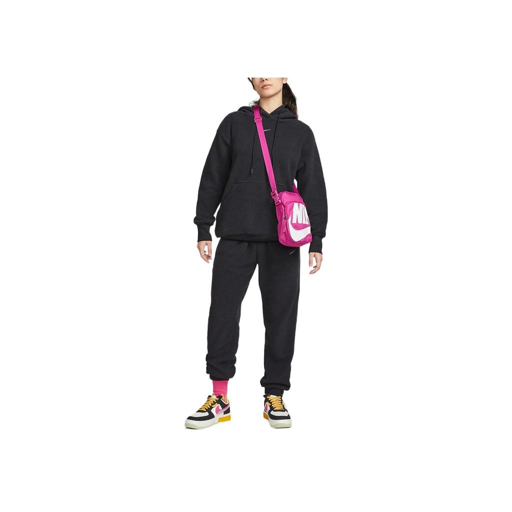 Nike Solid Color Sports Casual Hoodie With Sherpa Fleece Long Sleeve Women Tops Black DQ6841-010
